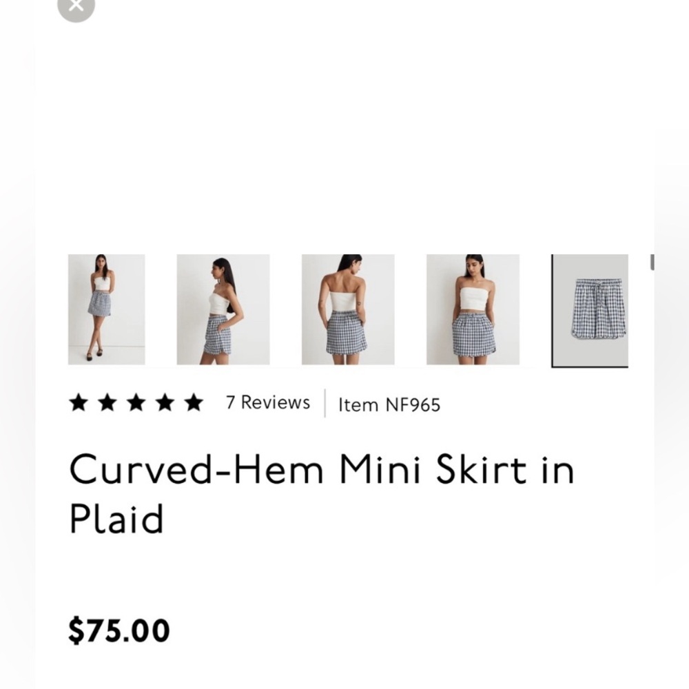 Madewell Gingham Cottage core Mini check mini skirt blue white small - Picture 6 of 8